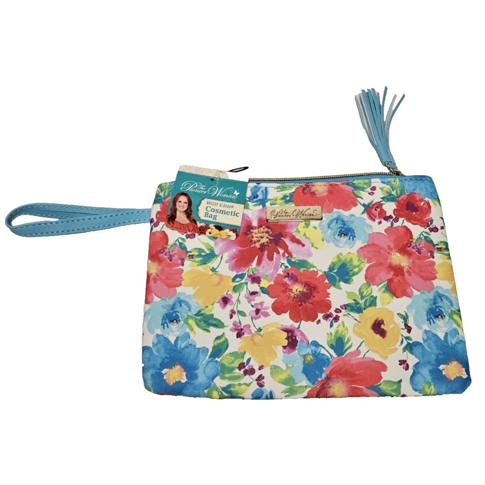 The Pioneer Woman Breezy Blossom Cosmetic Makeup Bag Wristlet Travel Wallet NEW